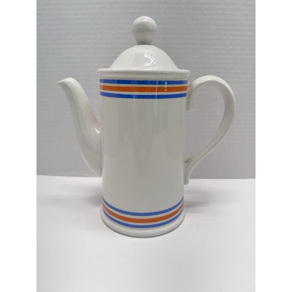 Vintage Kilkenny Design Workshops KDW Ireland Coffee Pot Blue Orange Stripes MCM